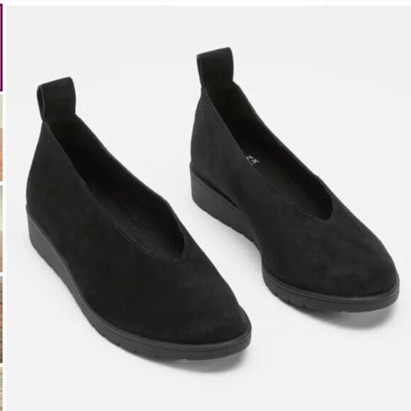 Eileen Fisher Humor Easy Comfort Slip On Flat Shoes Suede Round Toe Black Size 7 - Picture 1 of 10